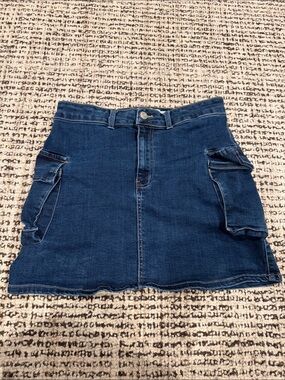 Dark Blue Denim Cargo Pocket Mini Skirt